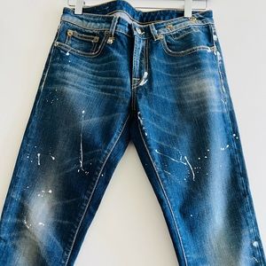 R13 paint splatter skinny jeans